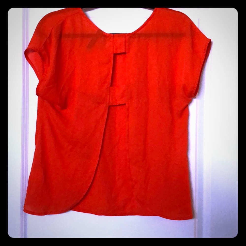 Orange open back blouse size large
